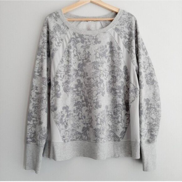 OLD NAVY Active Sweatshirt Mesh Panel Floral Pattern Grey Sz XXL - Picture 2 of 12